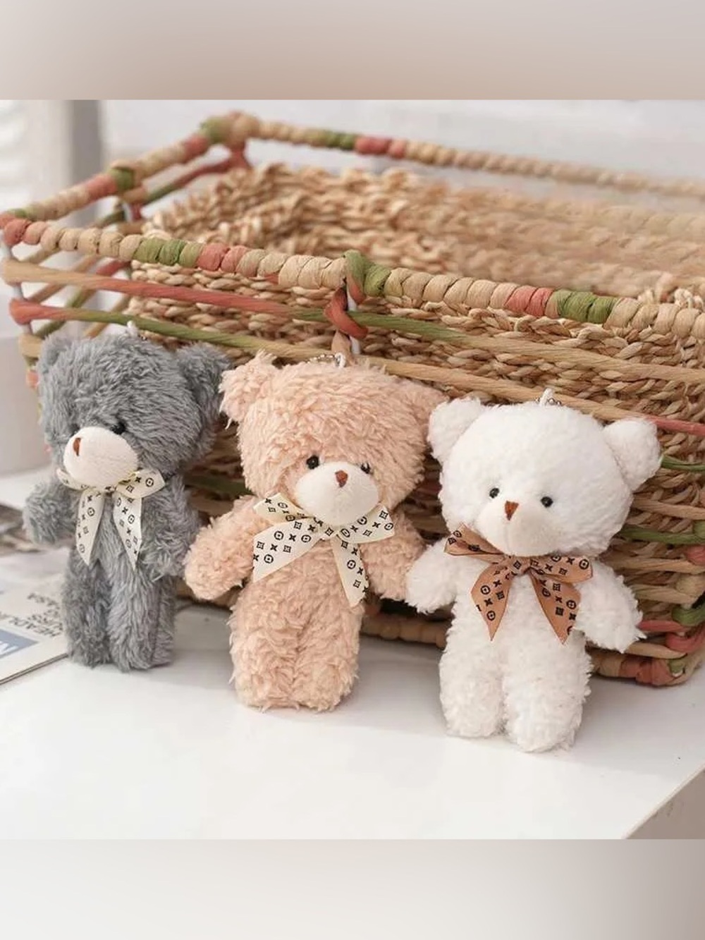 🐭 SALE! Plush Teddy Bear Keychains or bag charms  Gray, Tan, brown- choice of 1